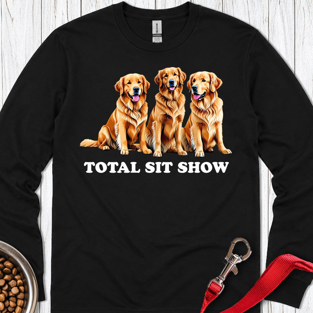 Golden Retriever Sit Show Long Sleeve — Black