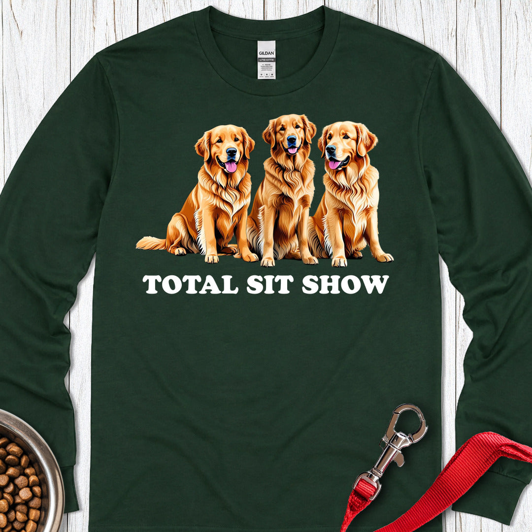 Golden Retriever Sit Show Long Sleeve — Forest Green