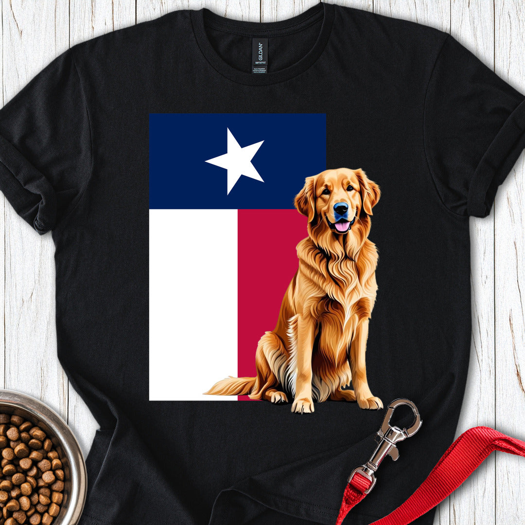 Golden Retriever Texas Flag Black