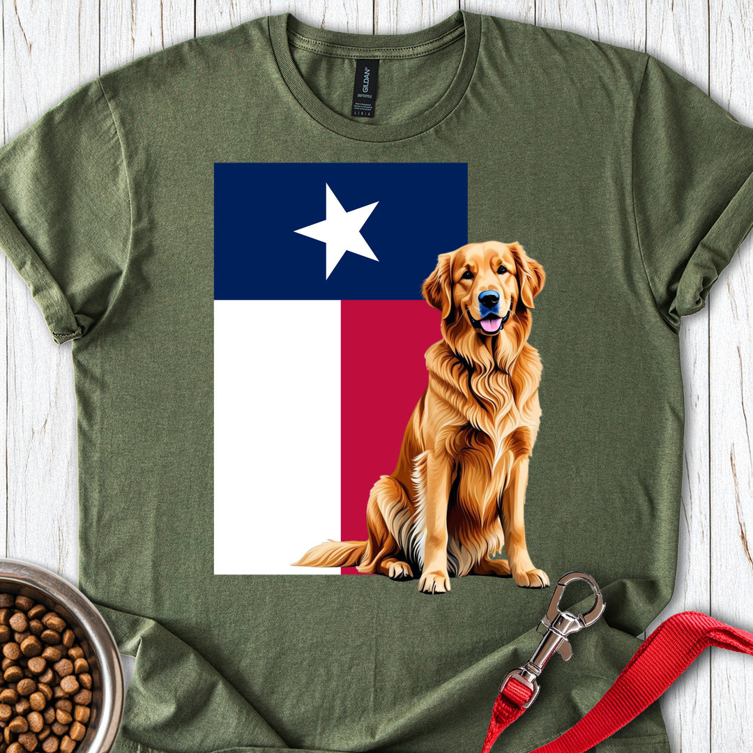 Golden Retriever Texas Flag Military Green