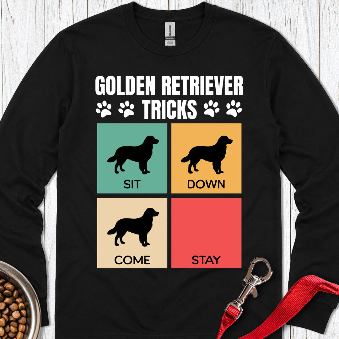 Golden Retriever Tricks Long Sleeve — Black