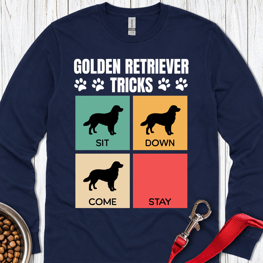 Golden Retriever Tricks Long Sleeve — Navy