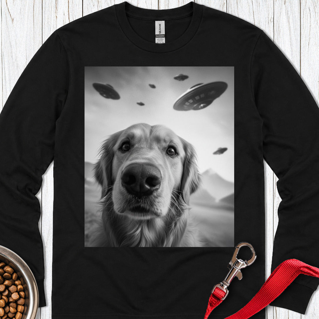 Golden Retriever UFO Long Sleeve — Black