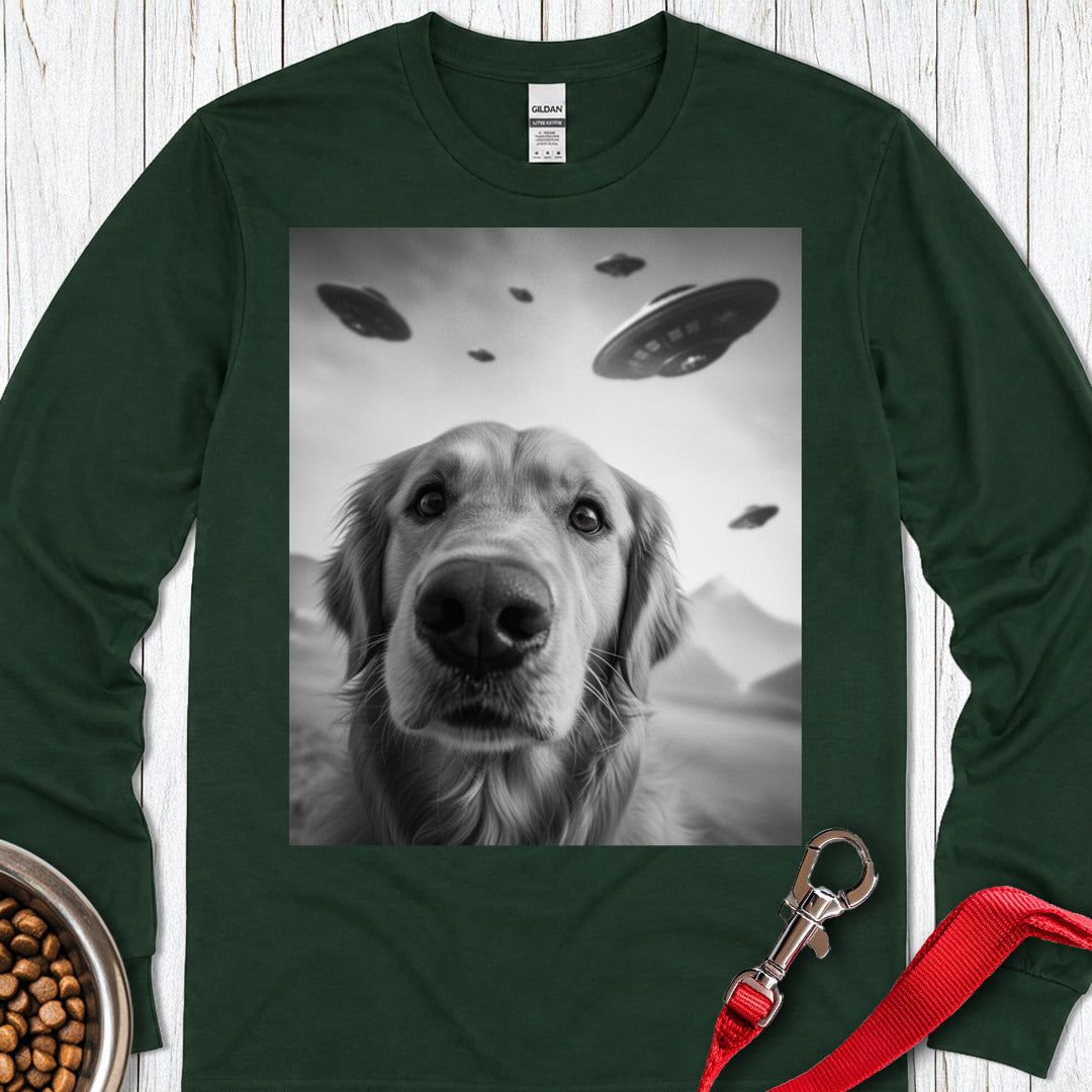 Golden Retriever UFO Long Sleeve — Forest Green