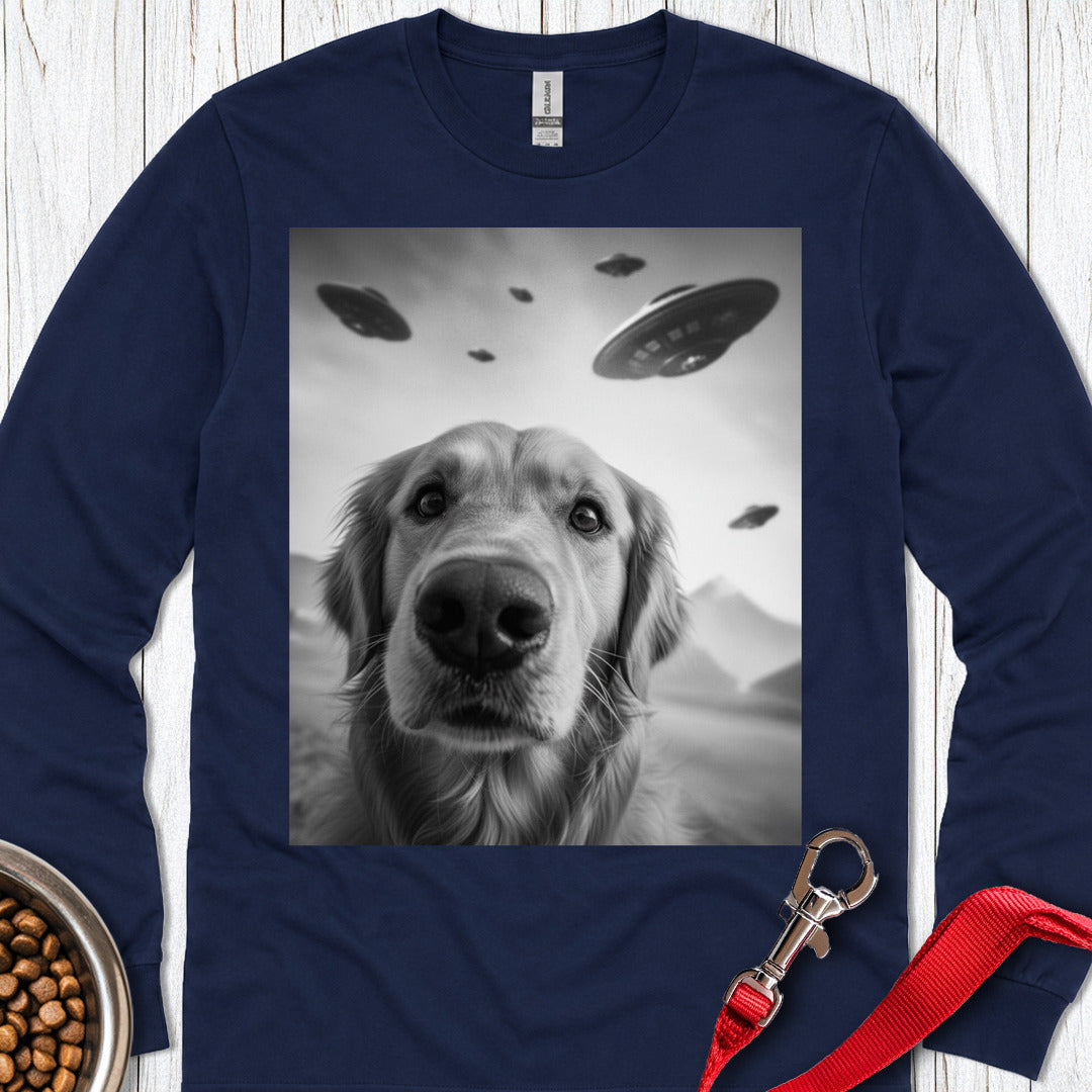 Golden Retriever UFO Long Sleeve — Navy