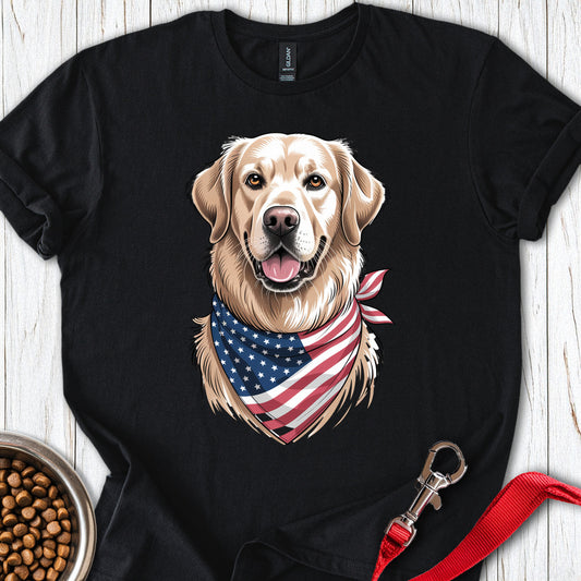 Golden Retriever USA Flag Black
