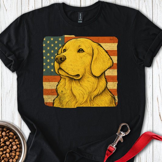 Golden Retriever USA Flag Black