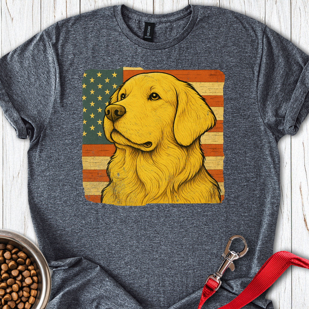 Golden Retriever USA Flag Dark Heather