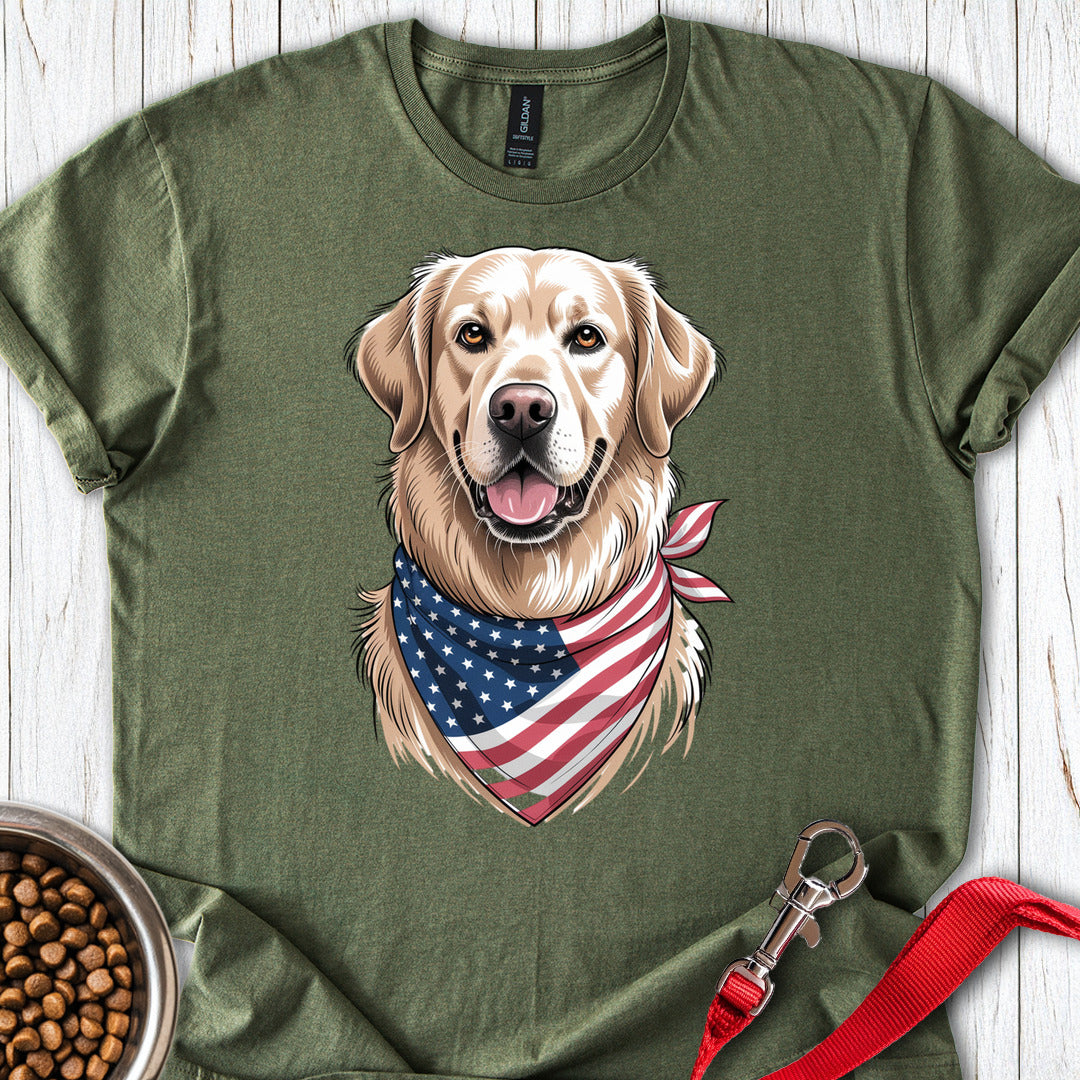 Golden Retriever USA Flag Military Green