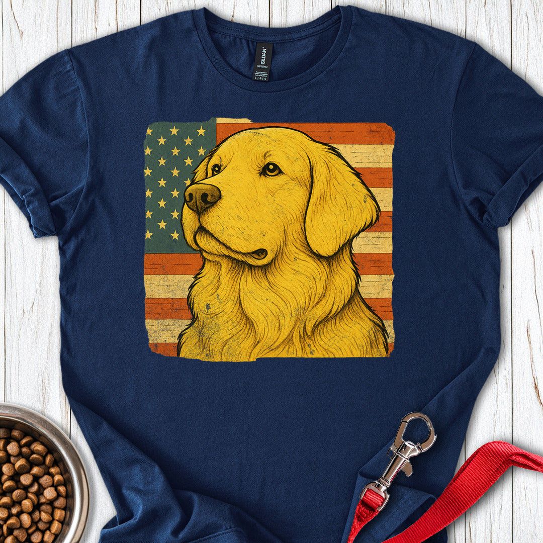 Golden Retriever USA Flag Navy