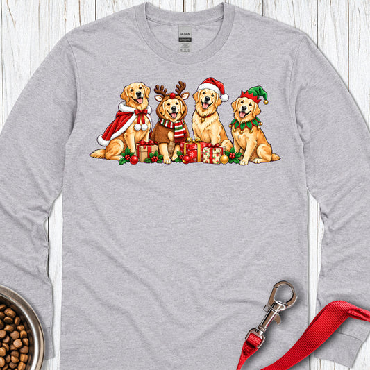 Golden Retrievers Group Christmas Long Sleeve — Sport Grey