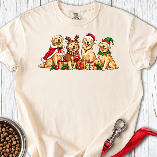 Golden Retrievers Group Christmas Premium Tee Ivory