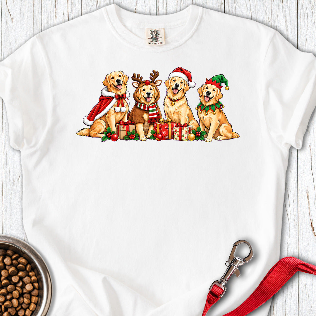 Golden Retrievers Group Christmas Premium Tee White