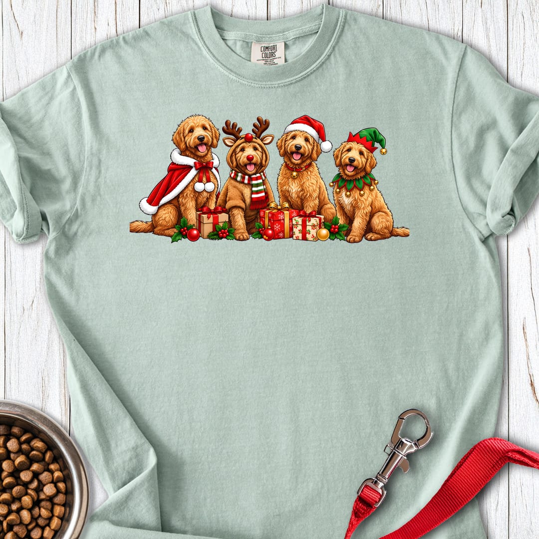 Goldendoodle Christmas Group Premium Tee — Bay