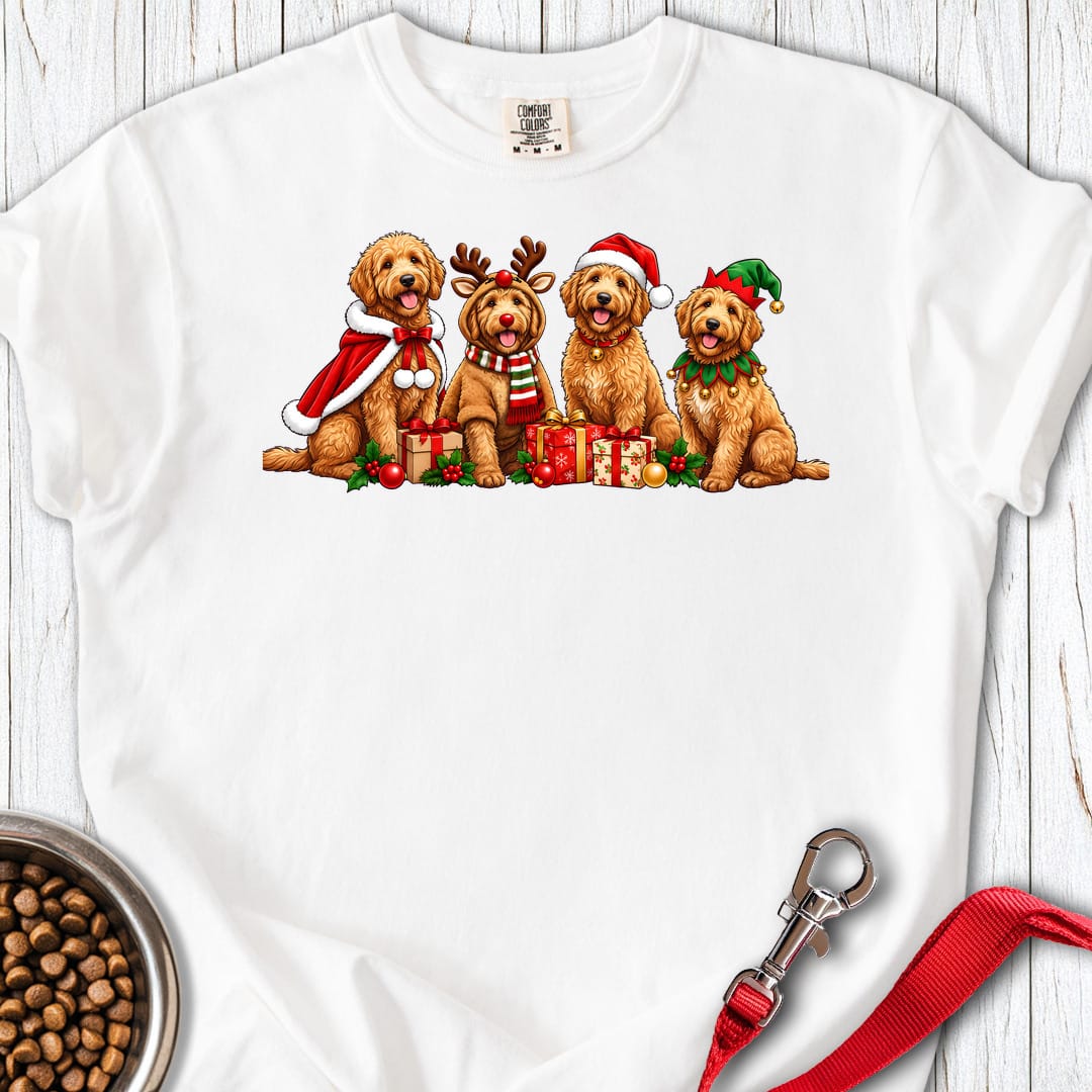 Goldendoodle Christmas Group Premium Tee — White