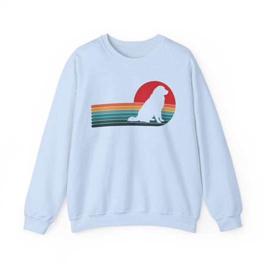 Great Pyrenees Retro Sunset Crewneck Sweatshirt Light Blue