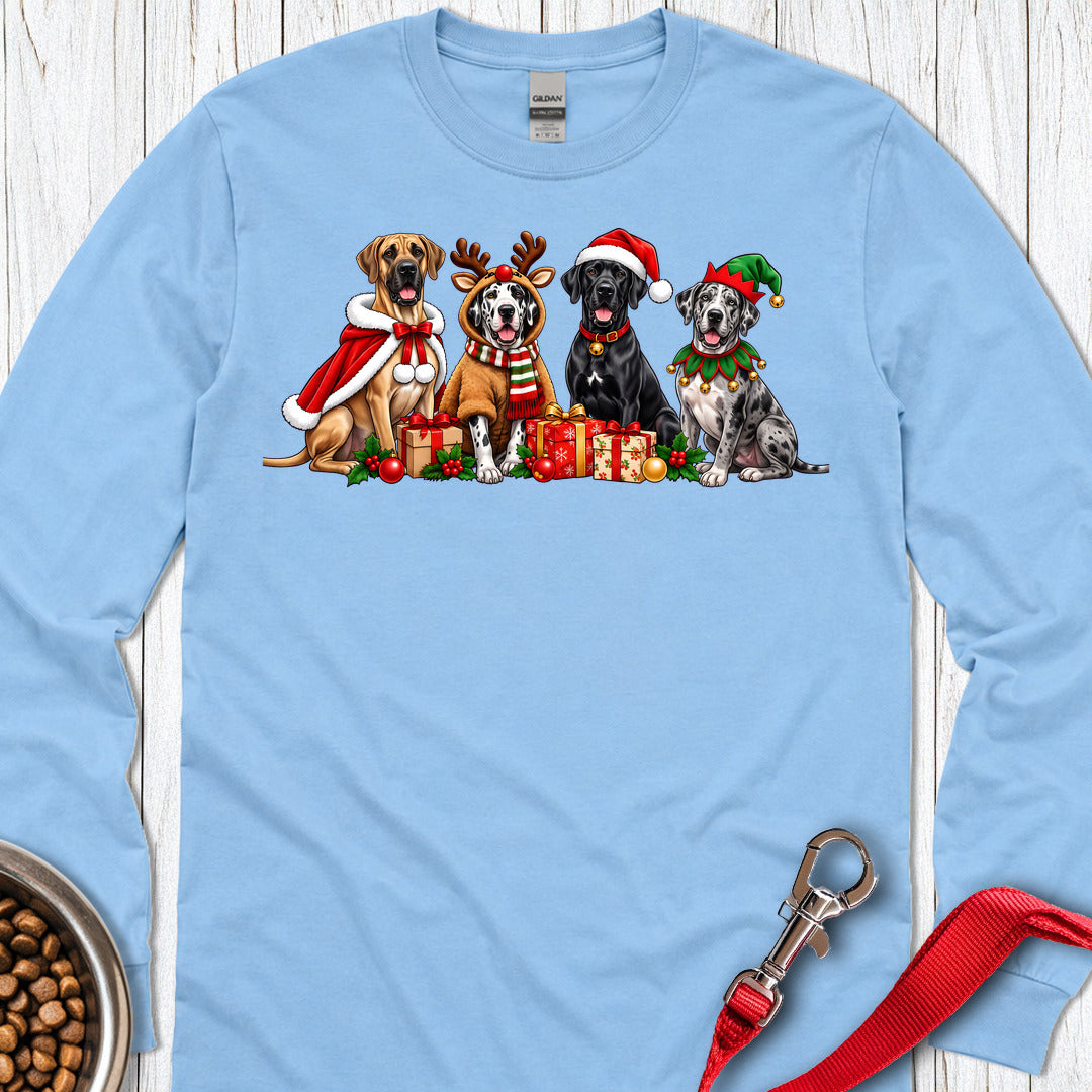 Great Dane Christmas Group Long Sleeve — Carolina Blue