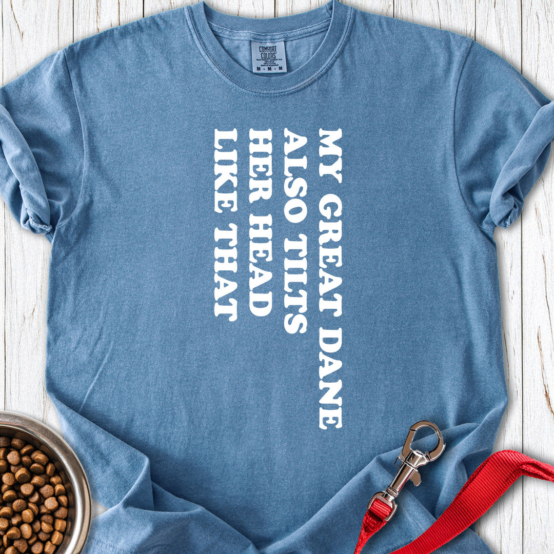 Great Dane Tilt Her Head Premium Tee — Blue Jean