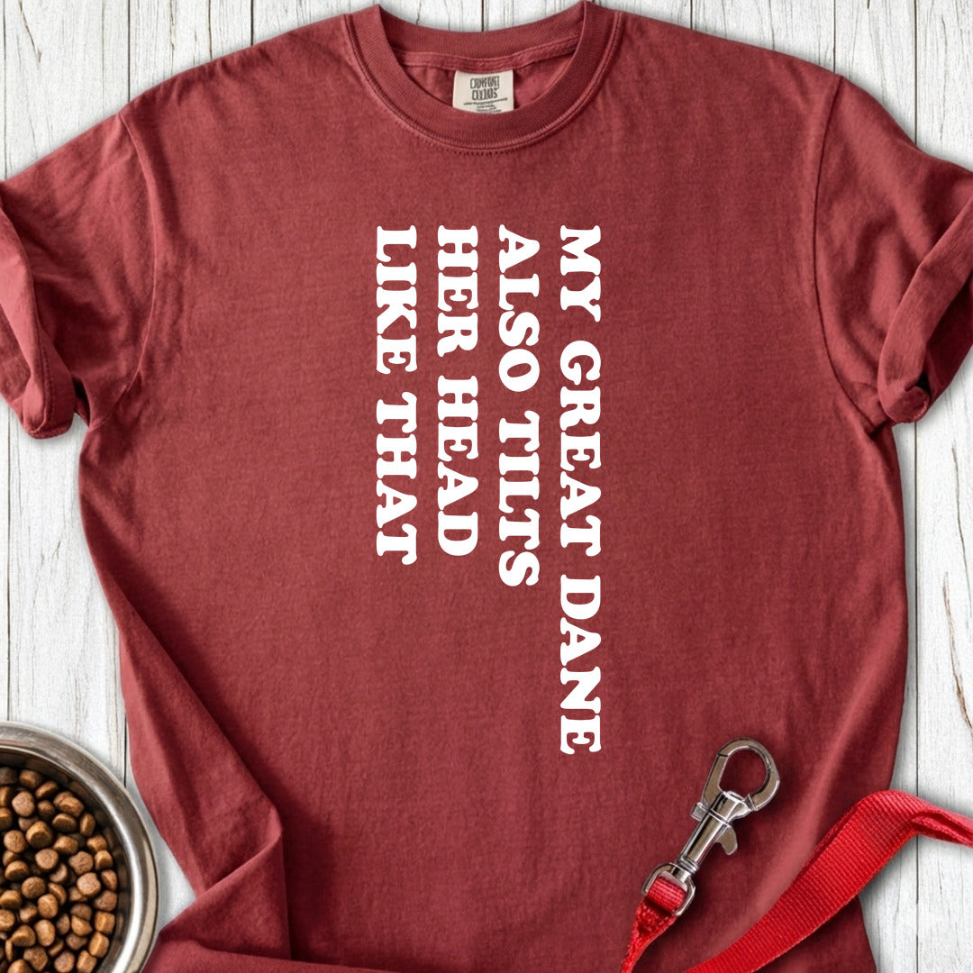 Great Dane Tilt Her Head Premium Tee — Brick