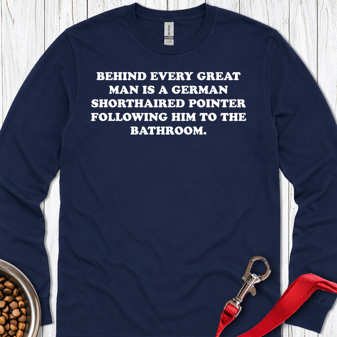 Great Man German Shorthaired Pointer Long Sleeve — Navy
