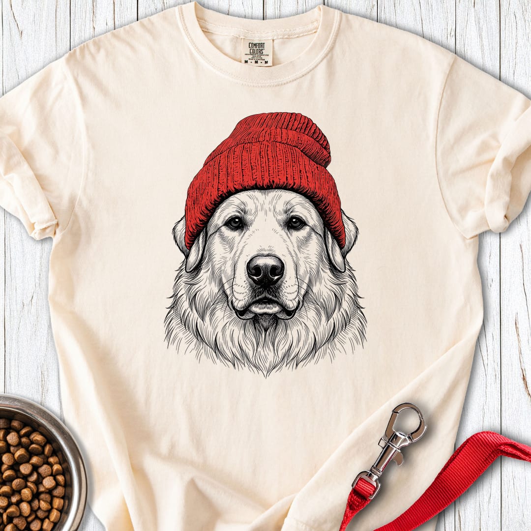 Great Pyrenees Beanie Premium Tee — Ivory