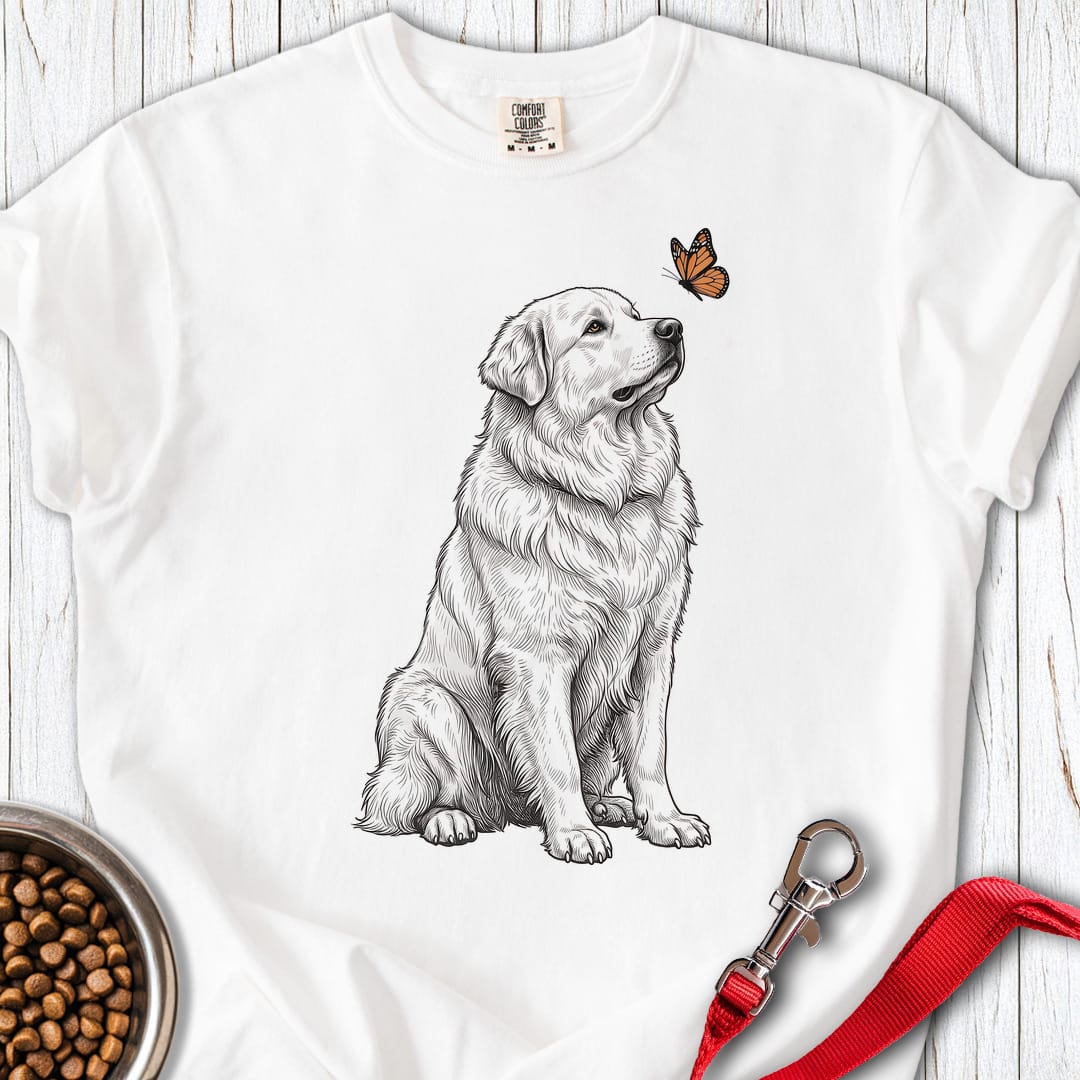 Great Pyrenees Butterfly Premium Tee — White