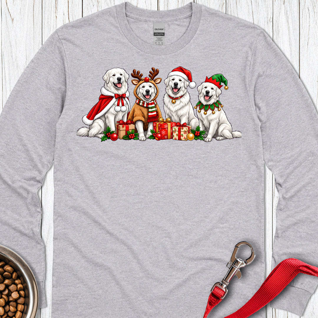 Great Pyrenees Christmas Group Long Sleeve — Sport Grey