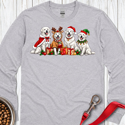 Great Pyrenees Christmas Group Long Sleeve — Sport Grey