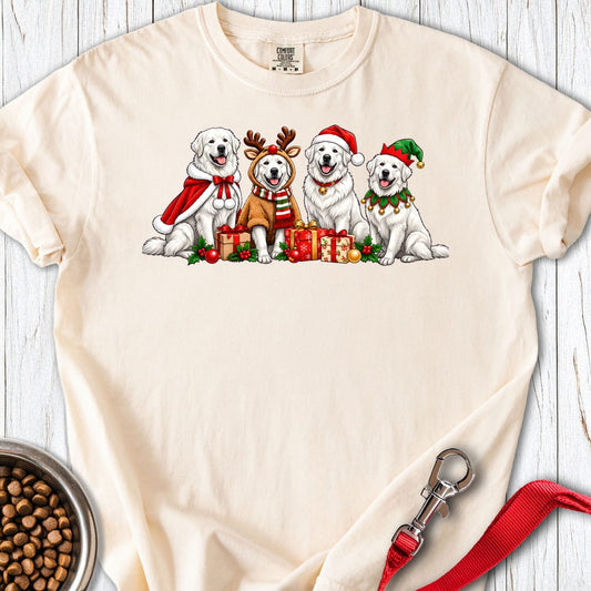 Great Pyrenees Christmas Group Premium Tee Ivory