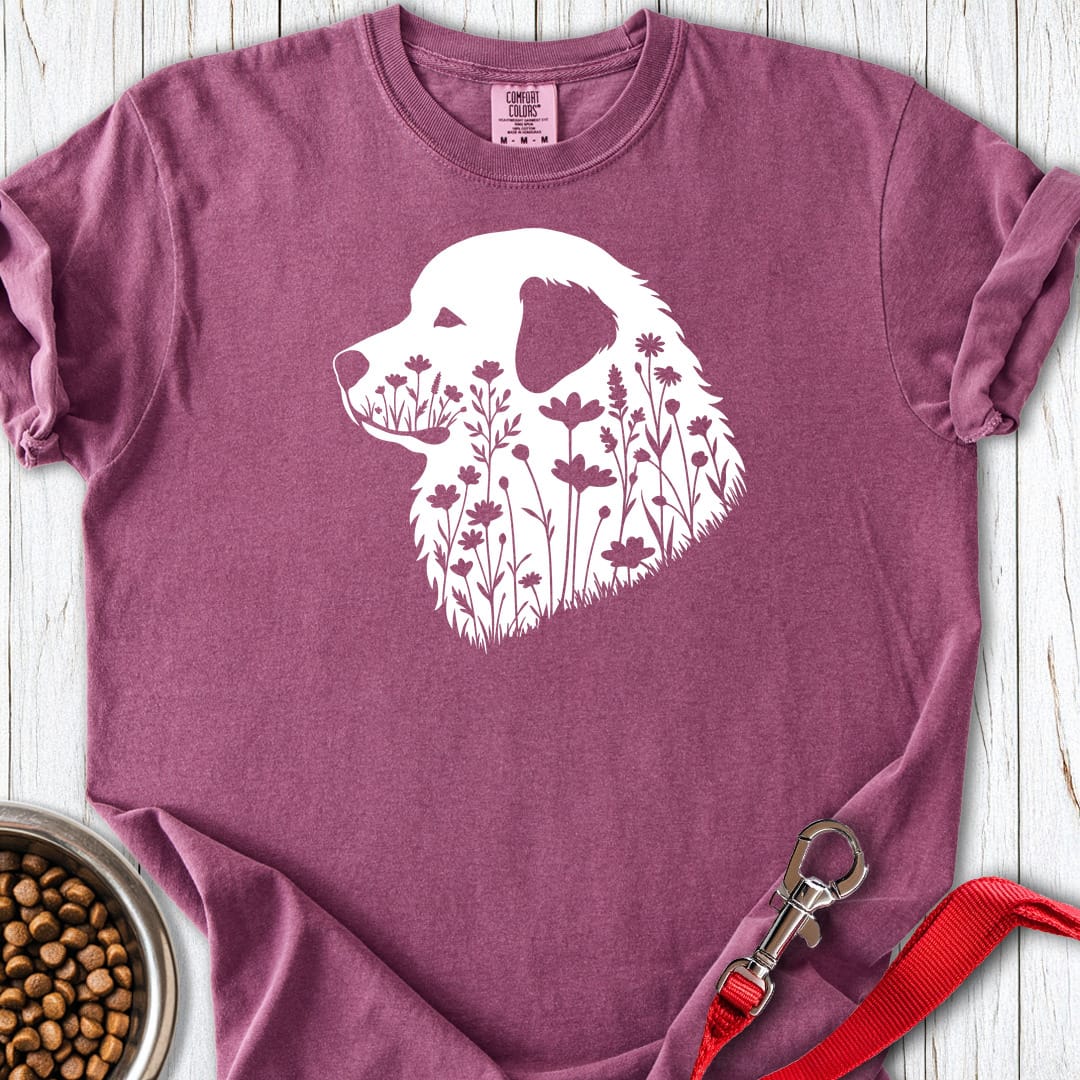 Great Pyrenees Flower Wreath Premium Tee — Berry