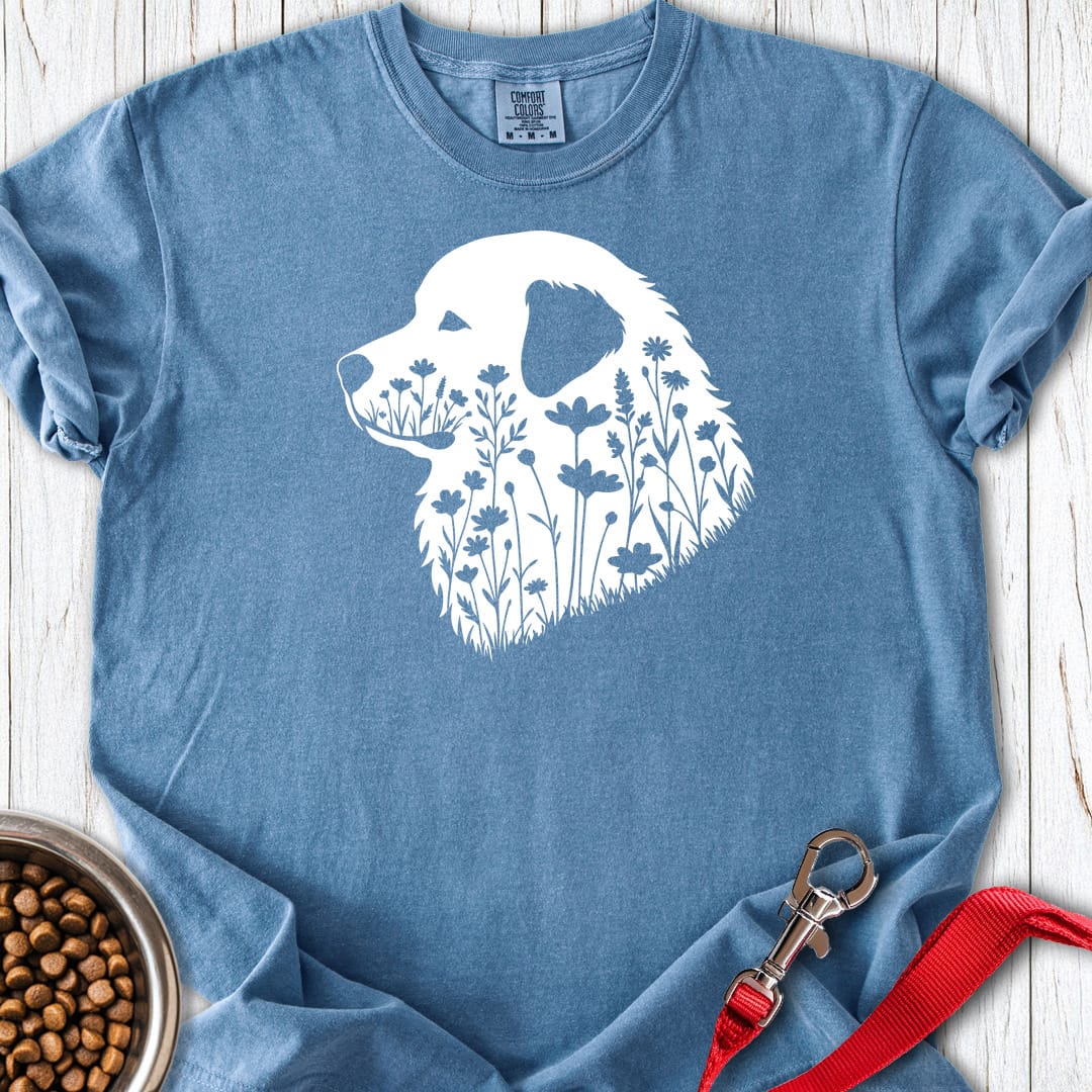 Great Pyrenees Flower Wreath Premium Tee — Blue Jean