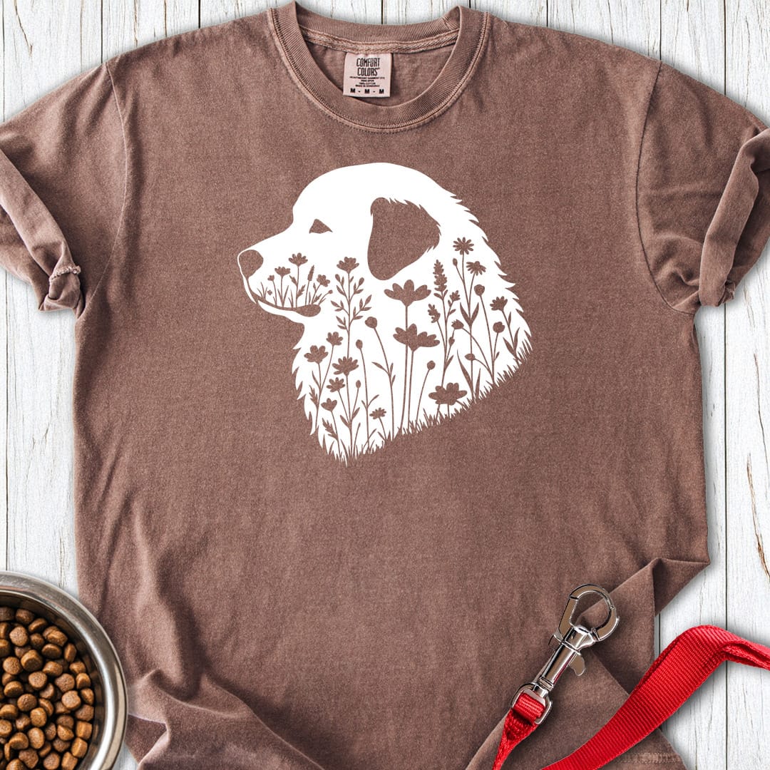 Great Pyrenees Flower Wreath Premium Tee — Espresso