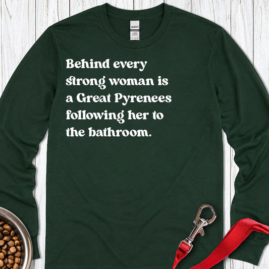 Great Pyrenees Strong Woman Long Sleeve Forest Green