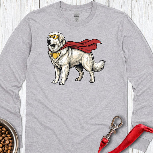 Great Pyrenees Superhero Long Sleeve Sport Grey