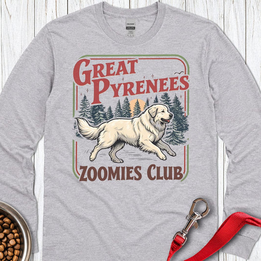 Great Pyrenees Zoomies Club Long Sleeve Sport Grey