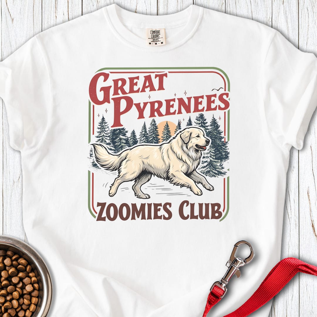 Great Pyrenees Zoomies Club Premium Tee White