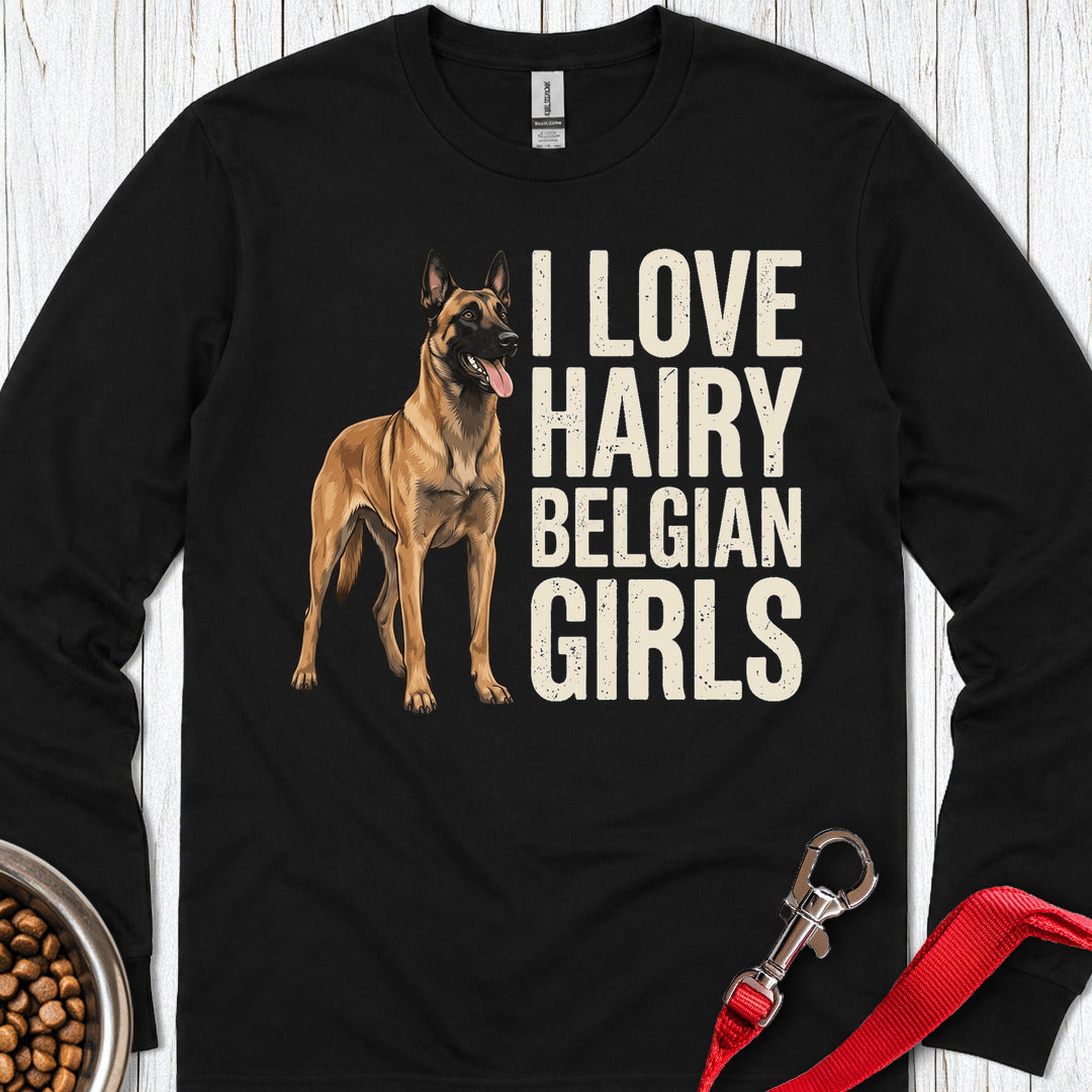 Hairy Belgian Malinois Long Sleeve — Black