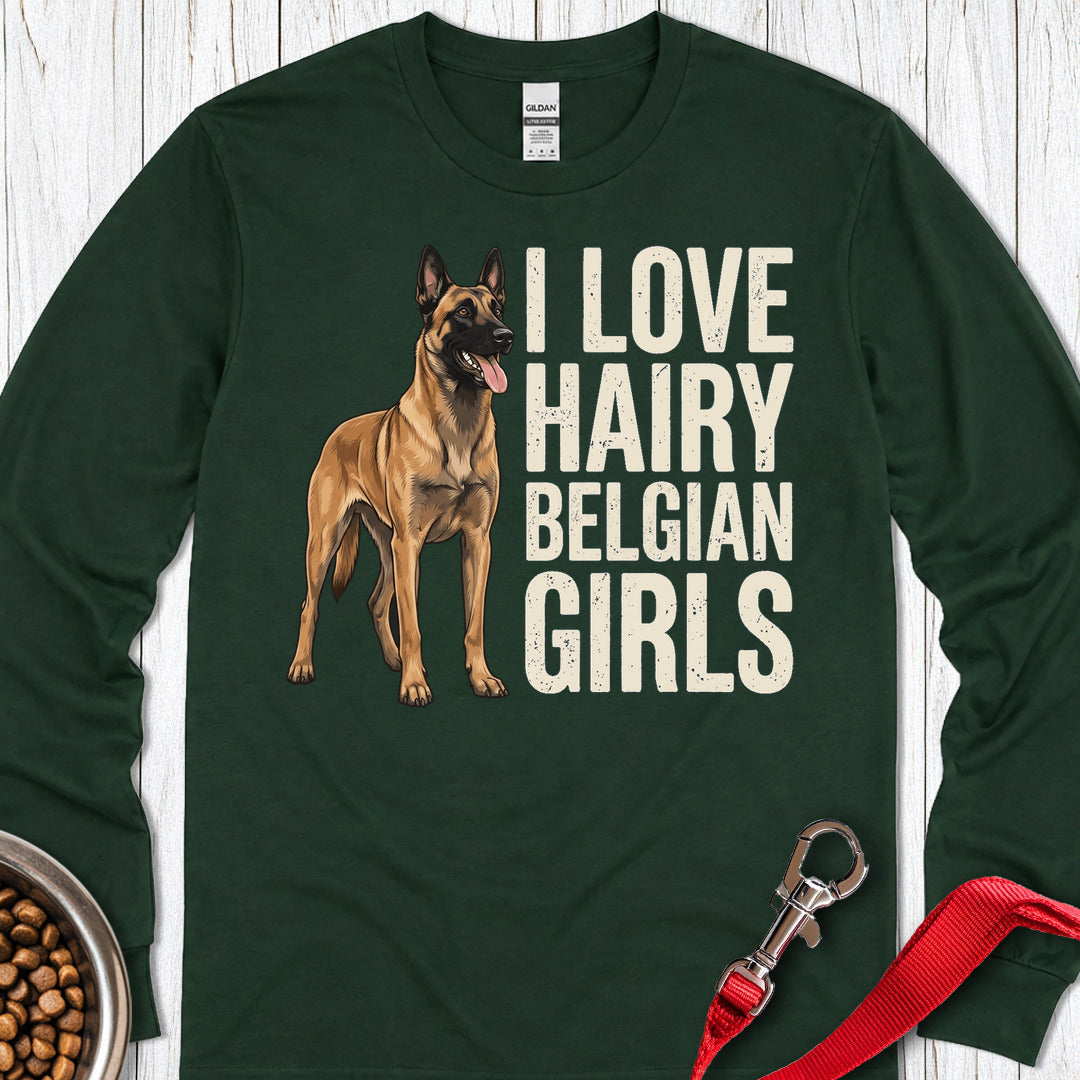 Hairy Belgian Malinois Long Sleeve — Forest Green