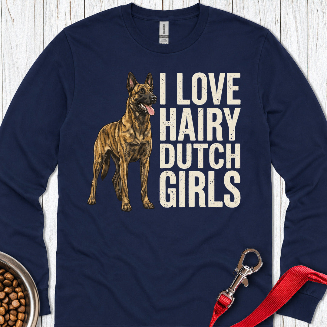 Hairy Dutch Shepherd Long Sleeve — Navy