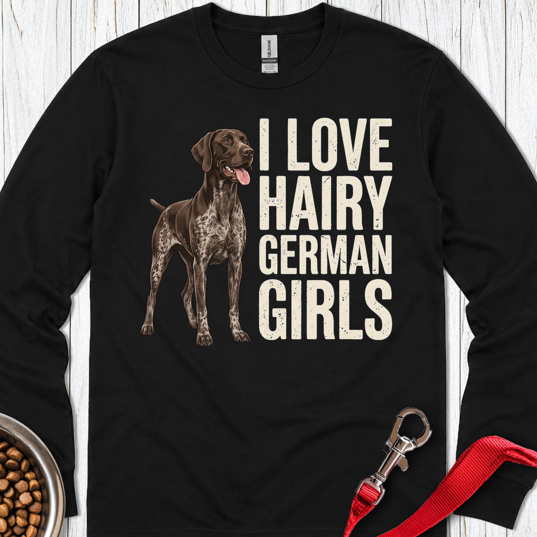Hairy German Shorthaired Pointer Long Sleeve — Black