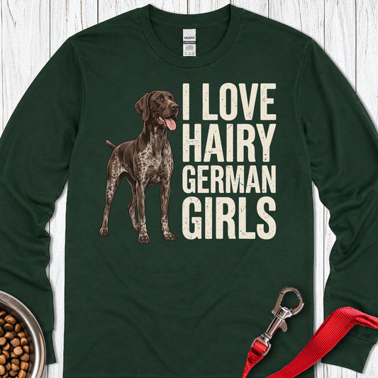 Hairy German Shorthaired Pointer Long Sleeve — Forest Green