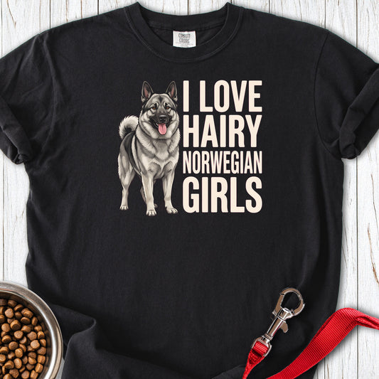 Norwegian Elkhound Hairy Girls Premium Tee Black