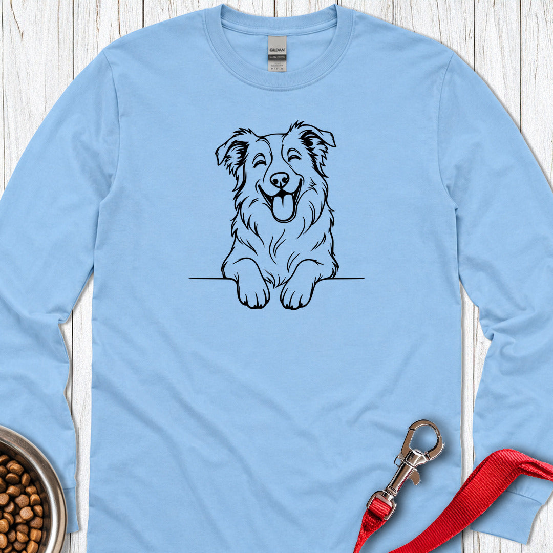 Happy Border Collie Long Sleeve — Carolina Blue