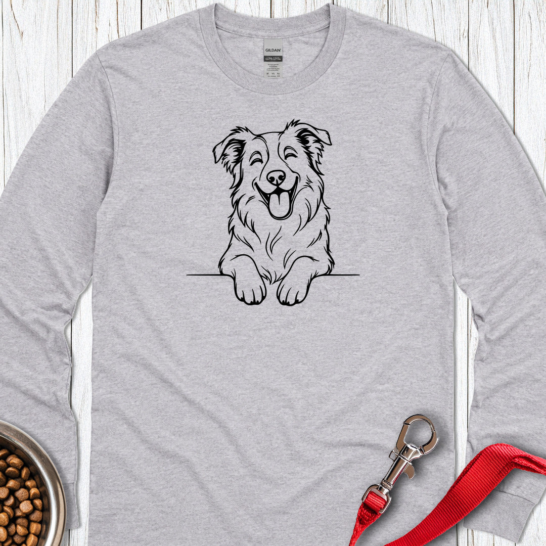 Happy Border Collie Long Sleeve — Sport Grey