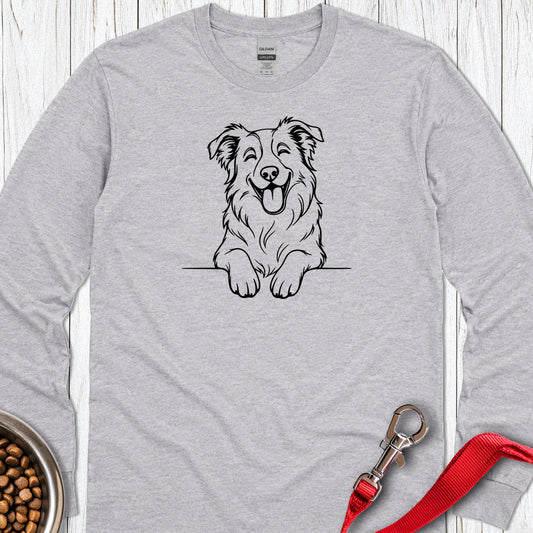 Happy Border Collie Long Sleeve — Sport Grey