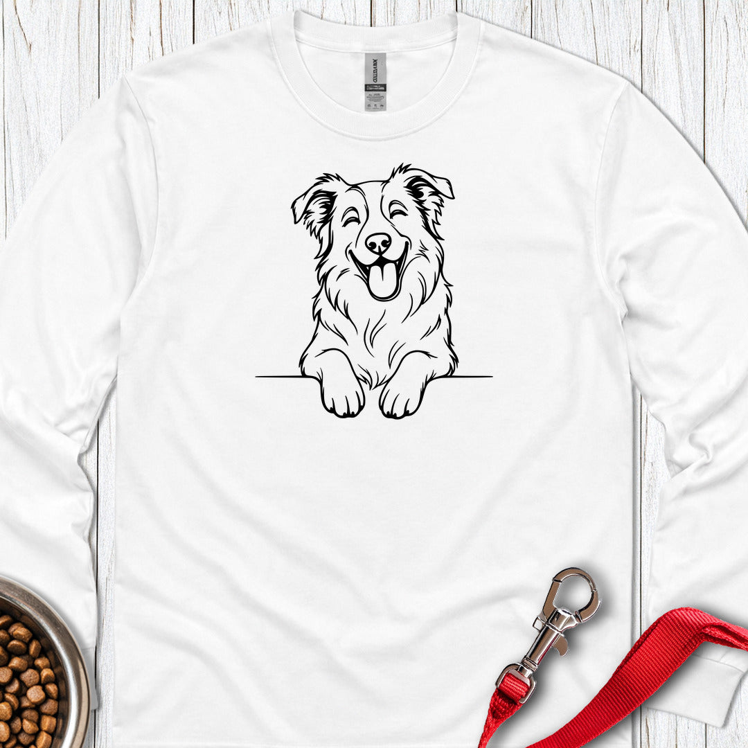Happy Border Collie Long Sleeve — White