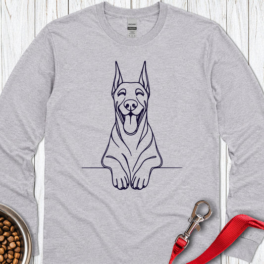 Happy Doberman Long Sleeve — Sport Grey