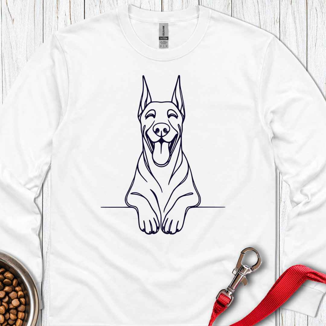 Happy Doberman Long Sleeve — White