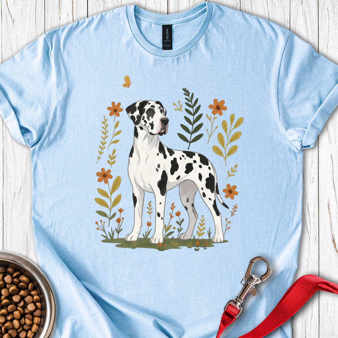 Harlequin Great Dane Flowers Light Blue