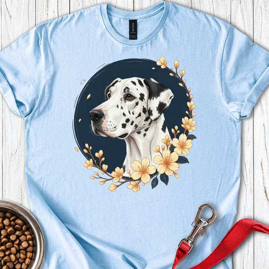Harlequin Great Dane Flowers Light Blue